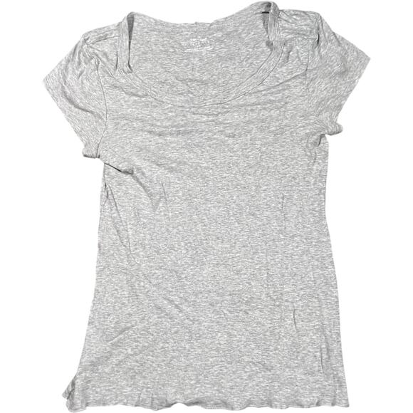 Daisy Fuentes M Minimalist Scoop Neck Tee Gray Fitted 2000s Casual - Picture 2 of 4